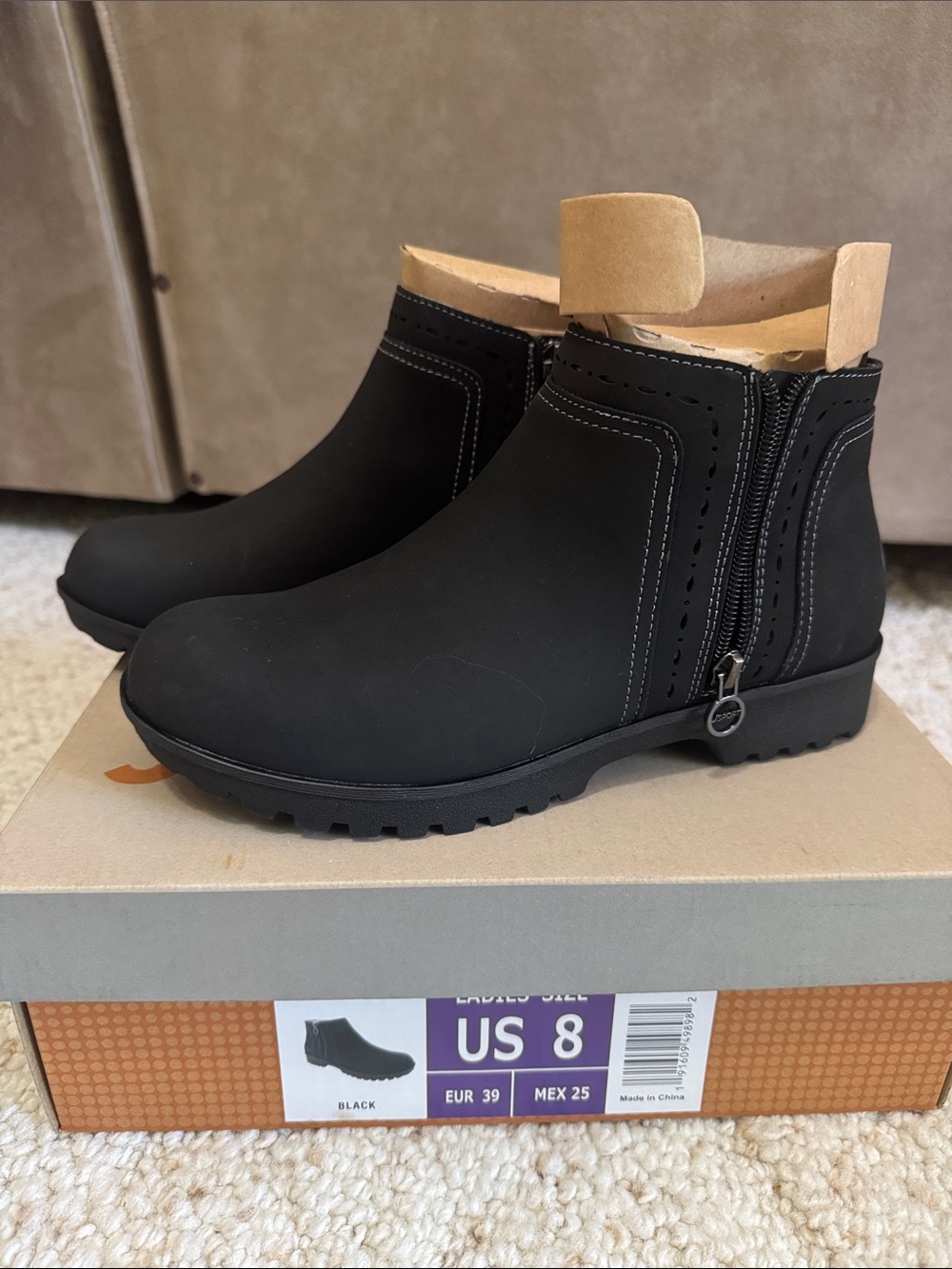 JSport Black Ankle Boots with Side Zip